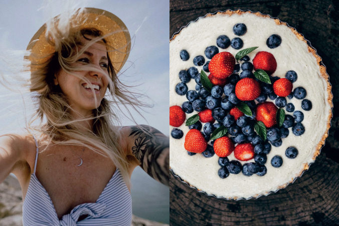 Wegańska tarta bez pieczenia z herbatnikami i białą czekoladą