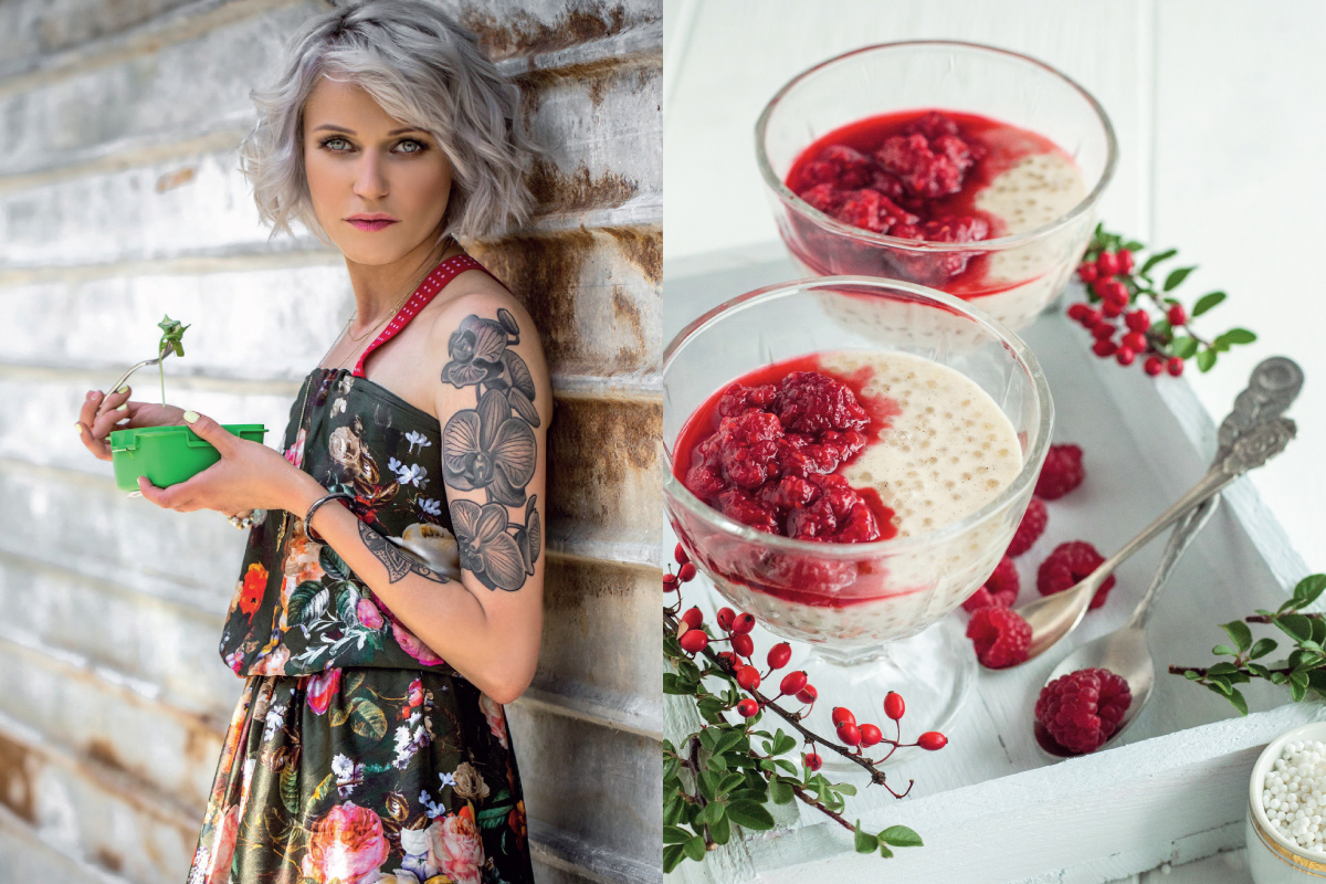 Budyń z tapioki z malinami